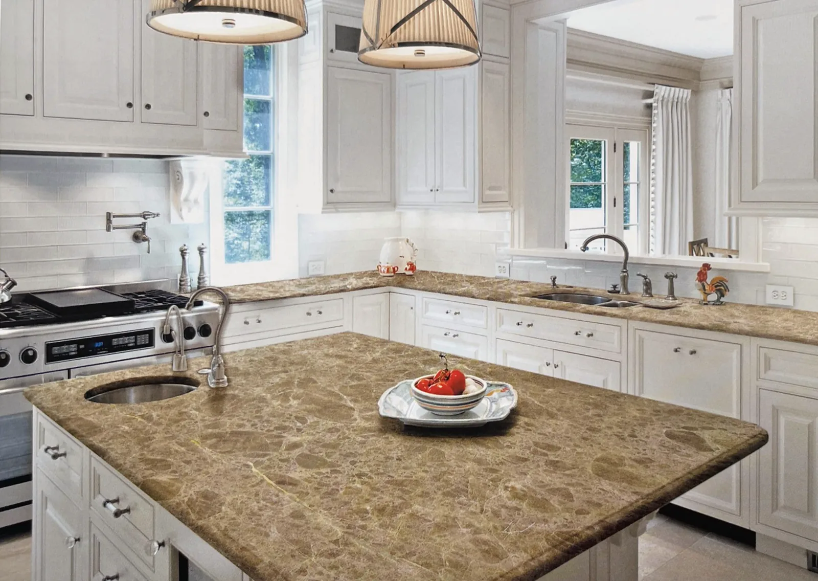 Room with emperador Light marble, light brown with cream veining