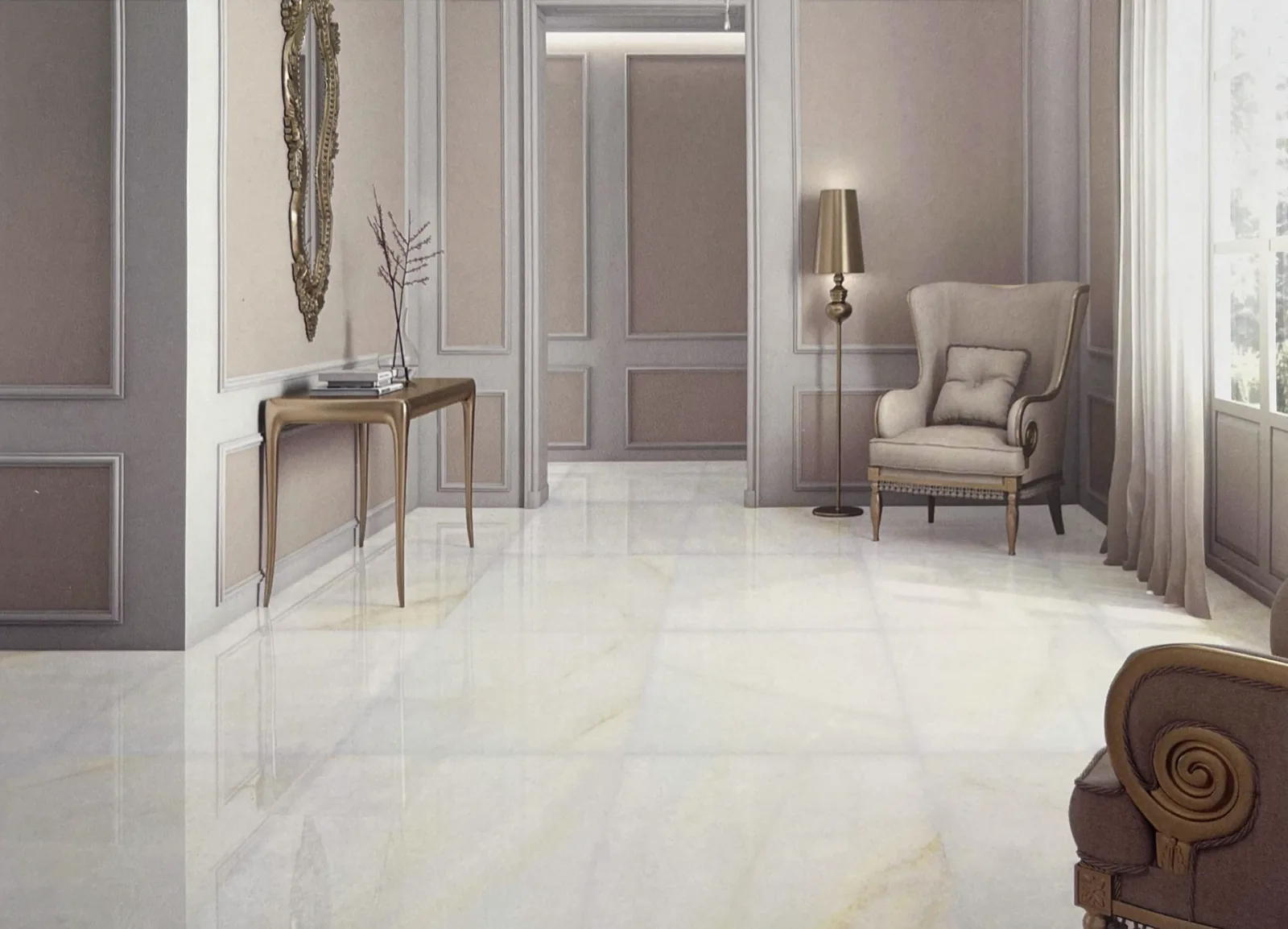 Room with extra White marble, clean white with faint gold veins