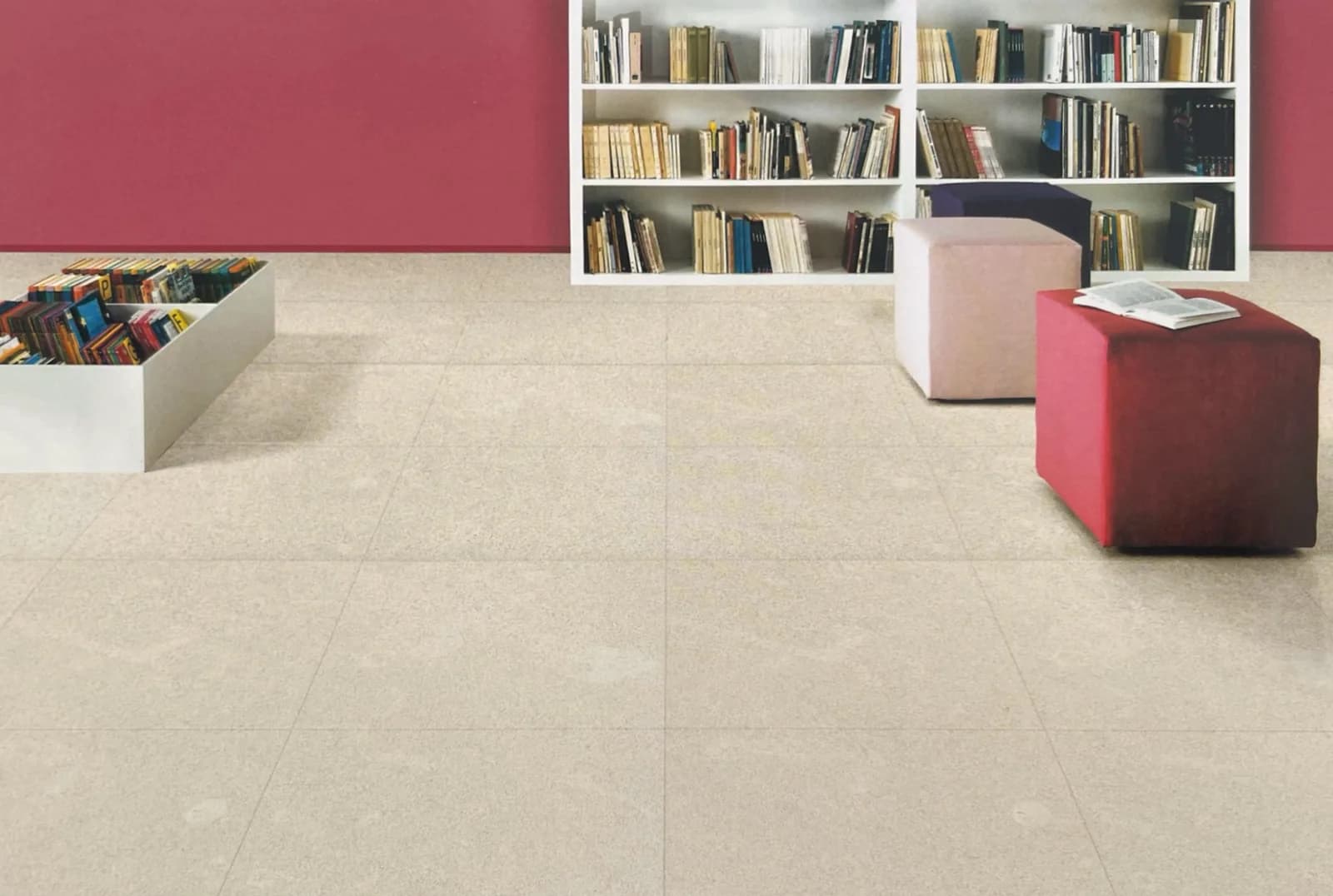Room with limestone, even light beige with a fine grain